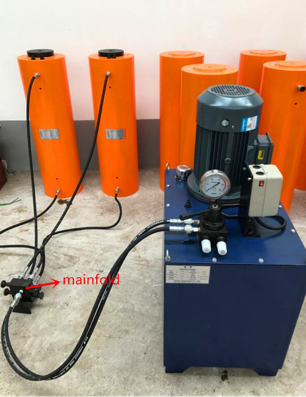 synchronous hydraulic jack with oil pump