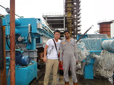 worksite of sludge filter press