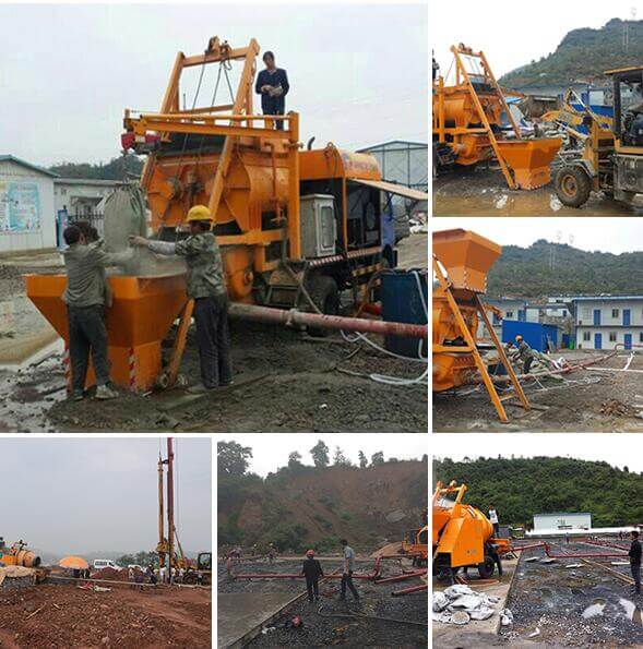 small portable concrete pump with mixer application