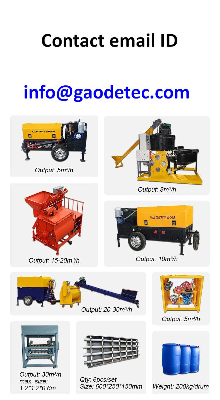 foam concrete machine, foam generator, foam agent and mold