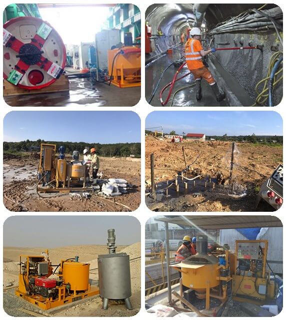 Typical applications of grouting plant