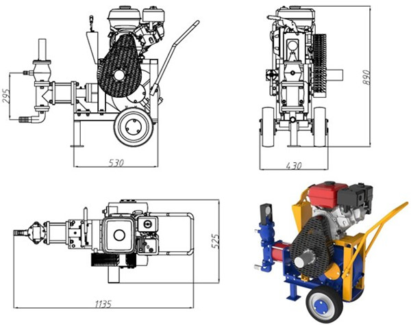 dimension of small type grout pump