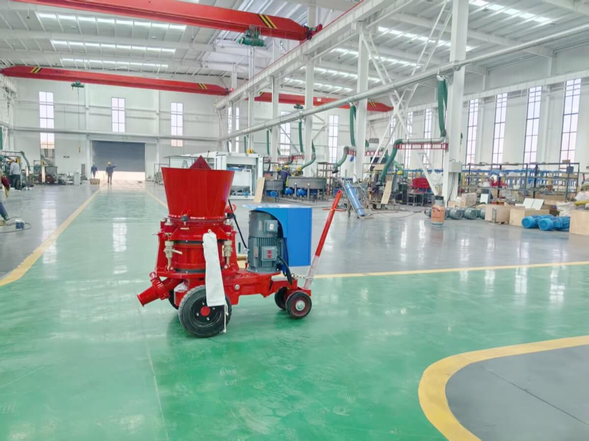 Pneumatic rotary refractory gunite machine