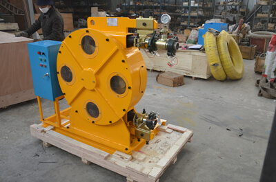 Peristaltic pump used for pumping Indium slurry