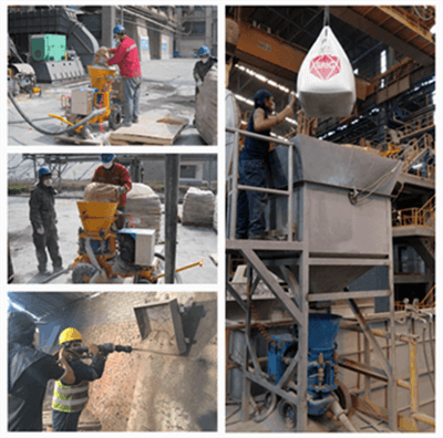 electrical refractory gunite machine application