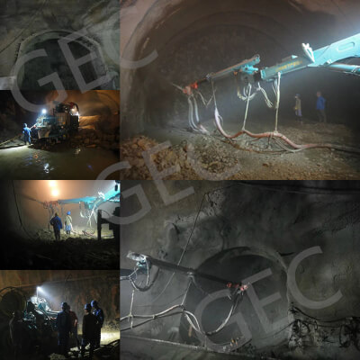 robotic shotcrete pump with spraying arm for tunnel lining