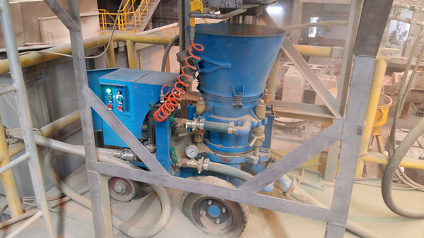 Refractory gunning machine in the Cement Rotary Kiln