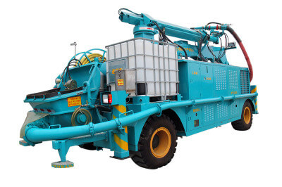 shotcrete pump with separate robotic spraying arm