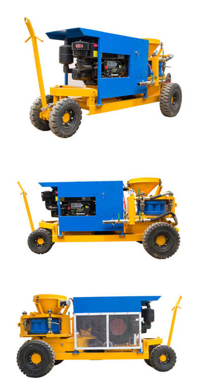 diesel engine shotcrete machine for both dry and wet shotcreting