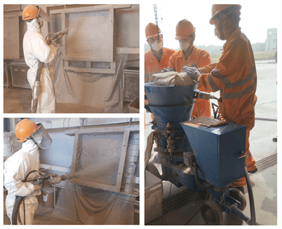 refractory gunning machine spraying effect