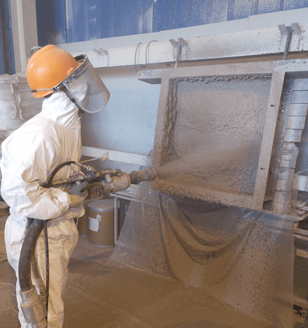 refractory gunning machine spraying effect 