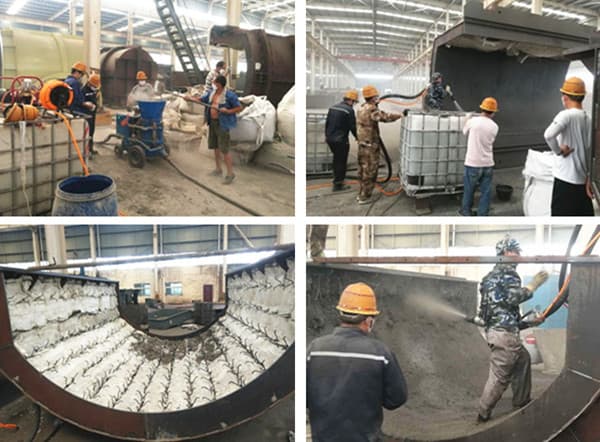 refractory gunning machine for spraying refractory materials in steel plant