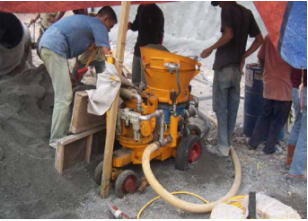 Dry mix shotcrete machine for concrete repair