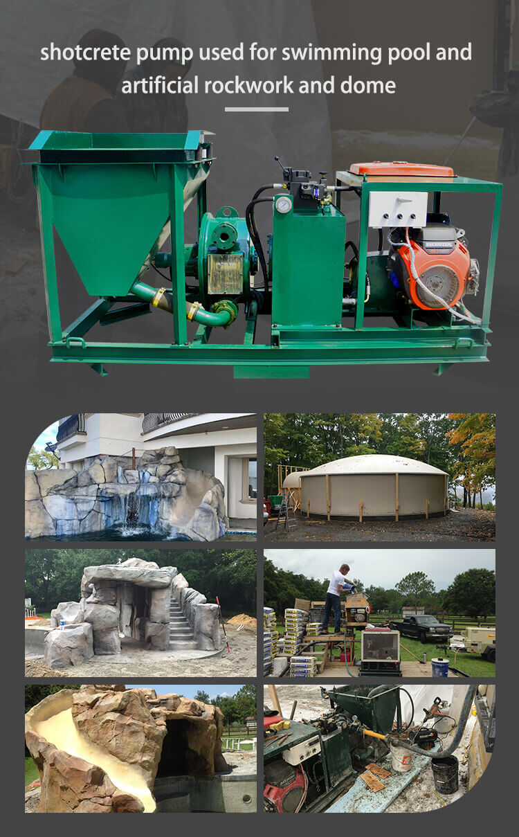 Shotcrete machine for swimming pool