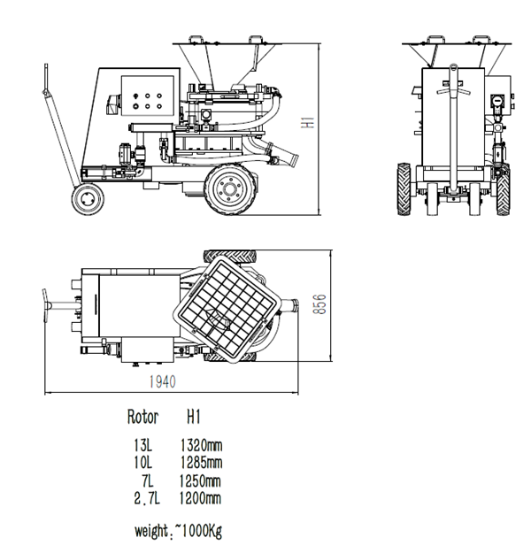 wet and dry concrete spraying machine