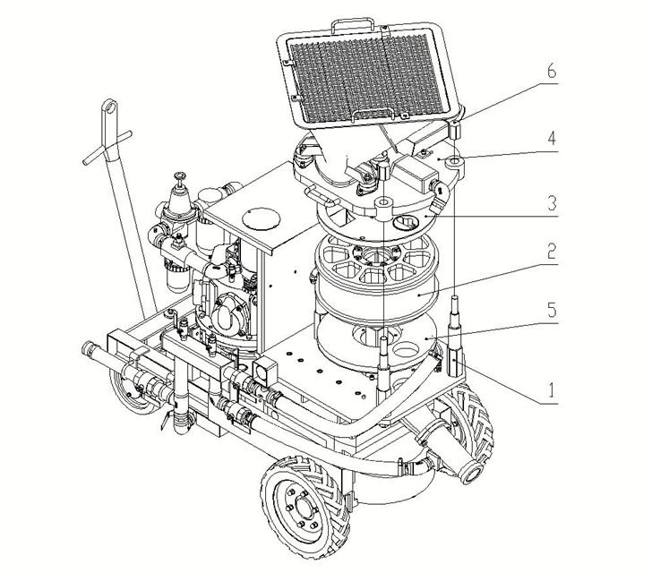 Structure of wet and dry concrete spraying and conveying machine