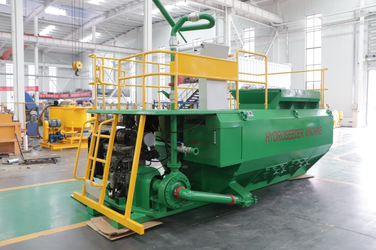 hydroseeding machine for slope stabilization