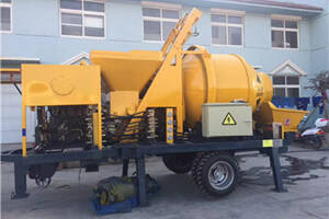 Concrete mixing machine with pump