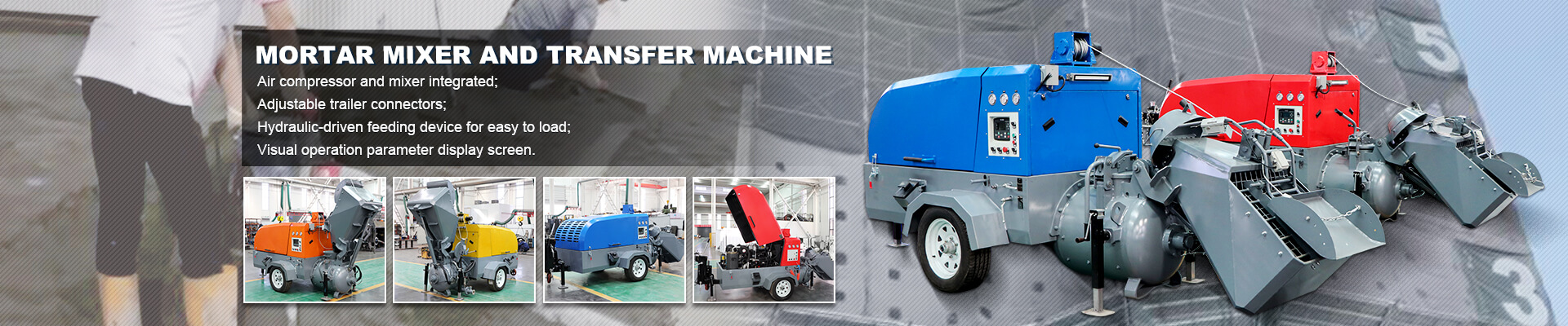 mortar mixer and transfer machine