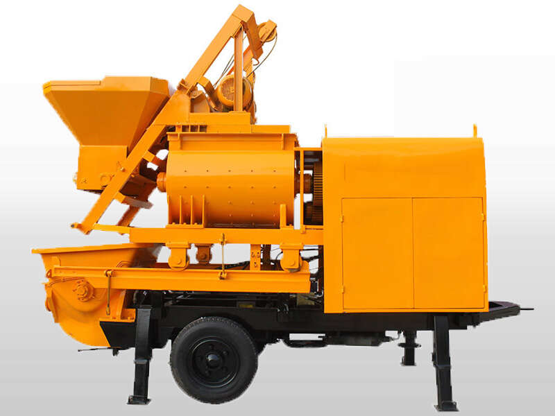 railer concrete pump with forced mixer