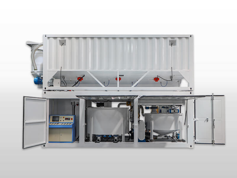 container type grout mixer with agitator