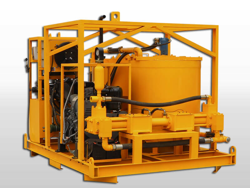 Cement grout mixing and pumping unit