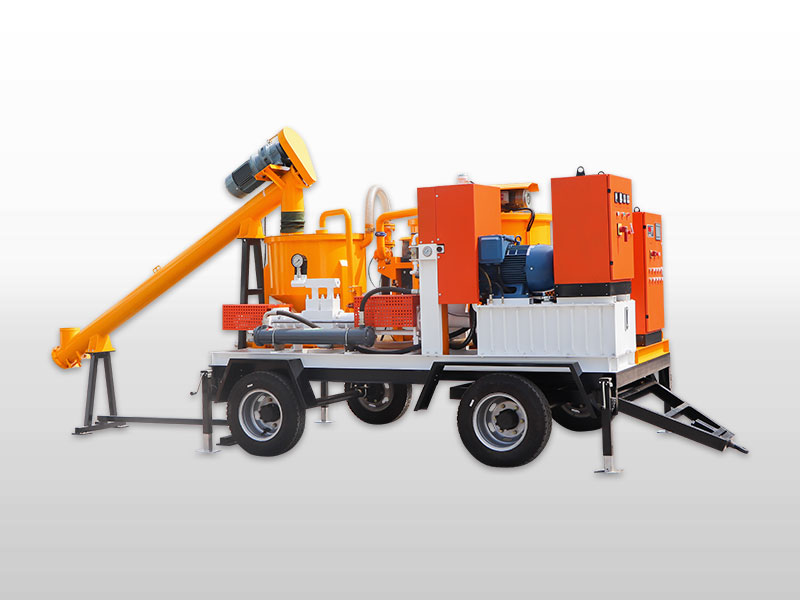 Grout Mixer and Pump with wheels and screw feeder