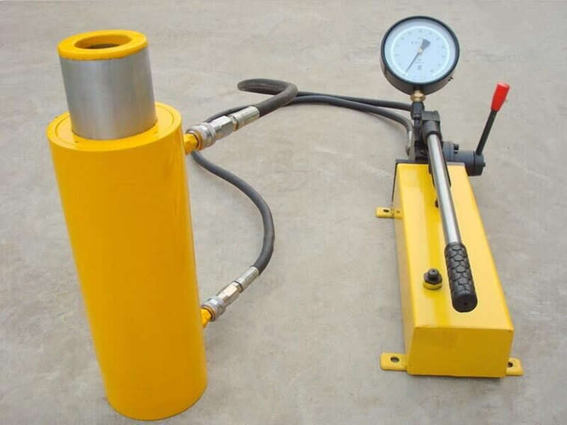 double acting hollow hydraulic jack with hand pump