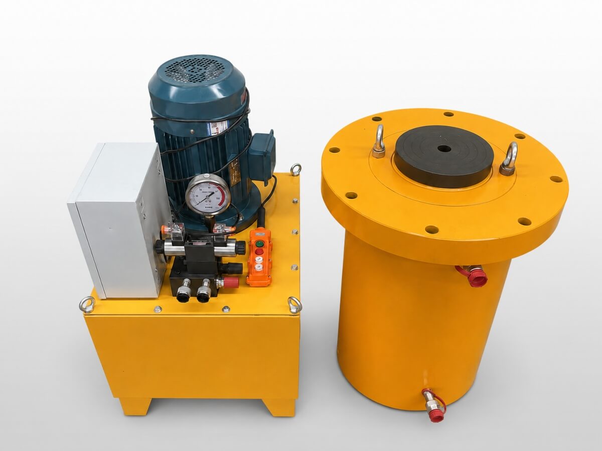 double-acting hydraulic jack with flange