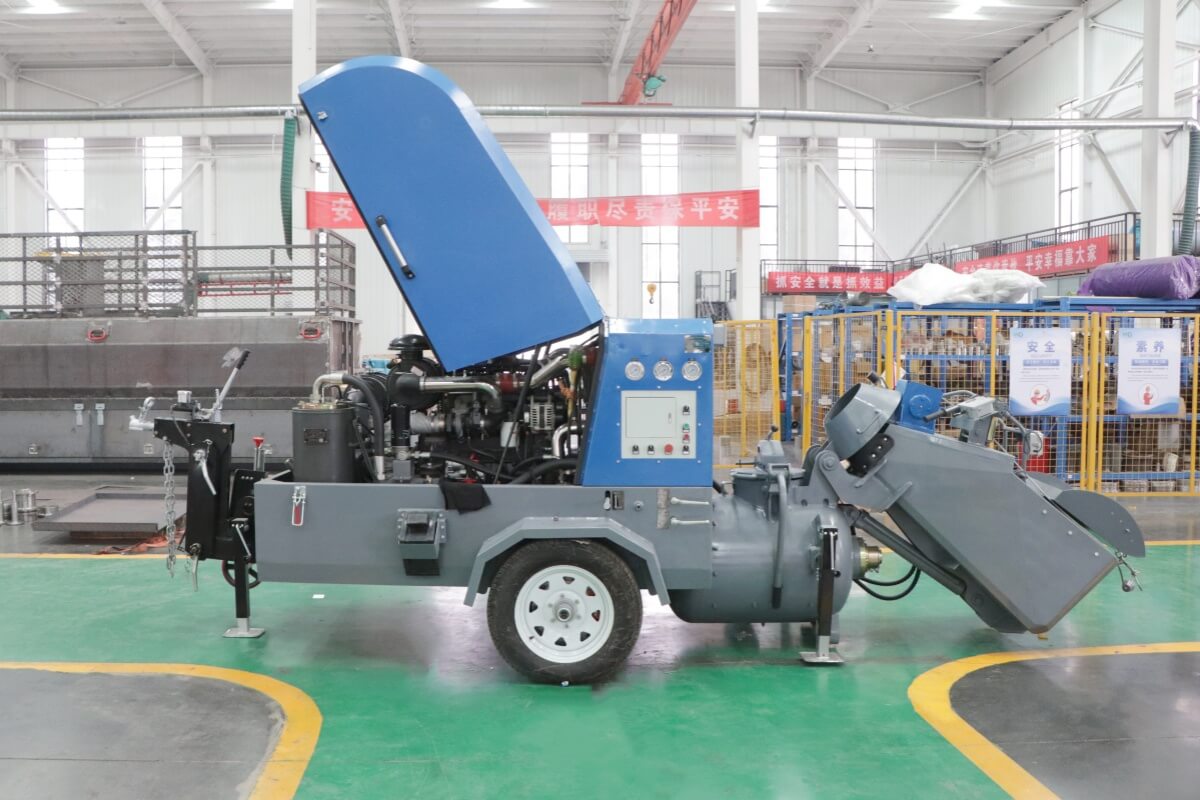 Dry floor-screed conveying machines