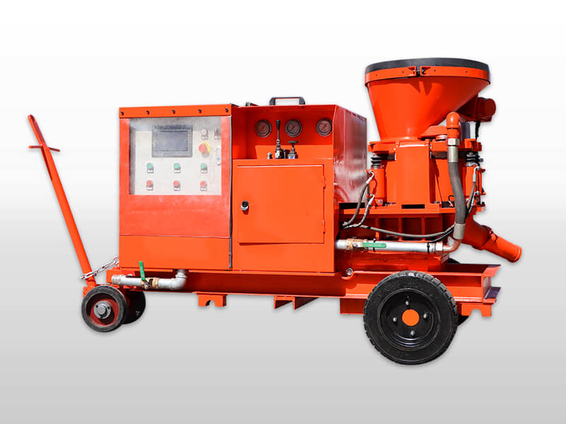 Shotcrete machine for conveyance of pea-gravel when tunnelling with a TBM