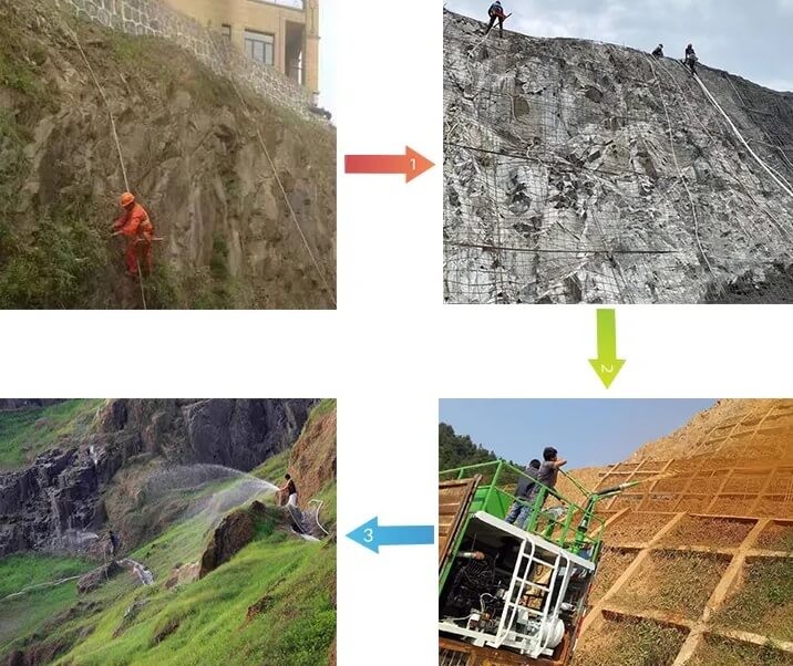 Hydroseeding machine or greening hillsides